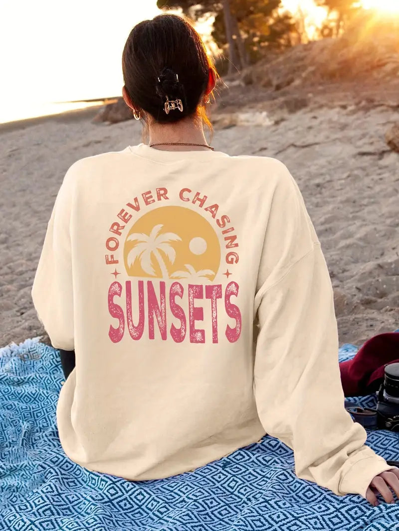 Sunsets Print Pullover Sweatshirt