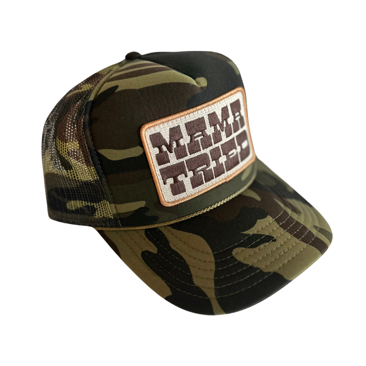 Mama Tried Patch Trucker Hat: Camo Split