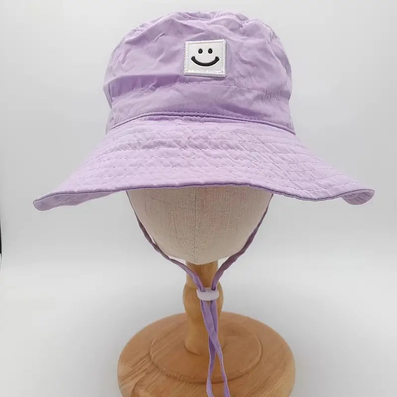 Trendy Versatile Sunshade Bucket Hat With Smile Embroidery