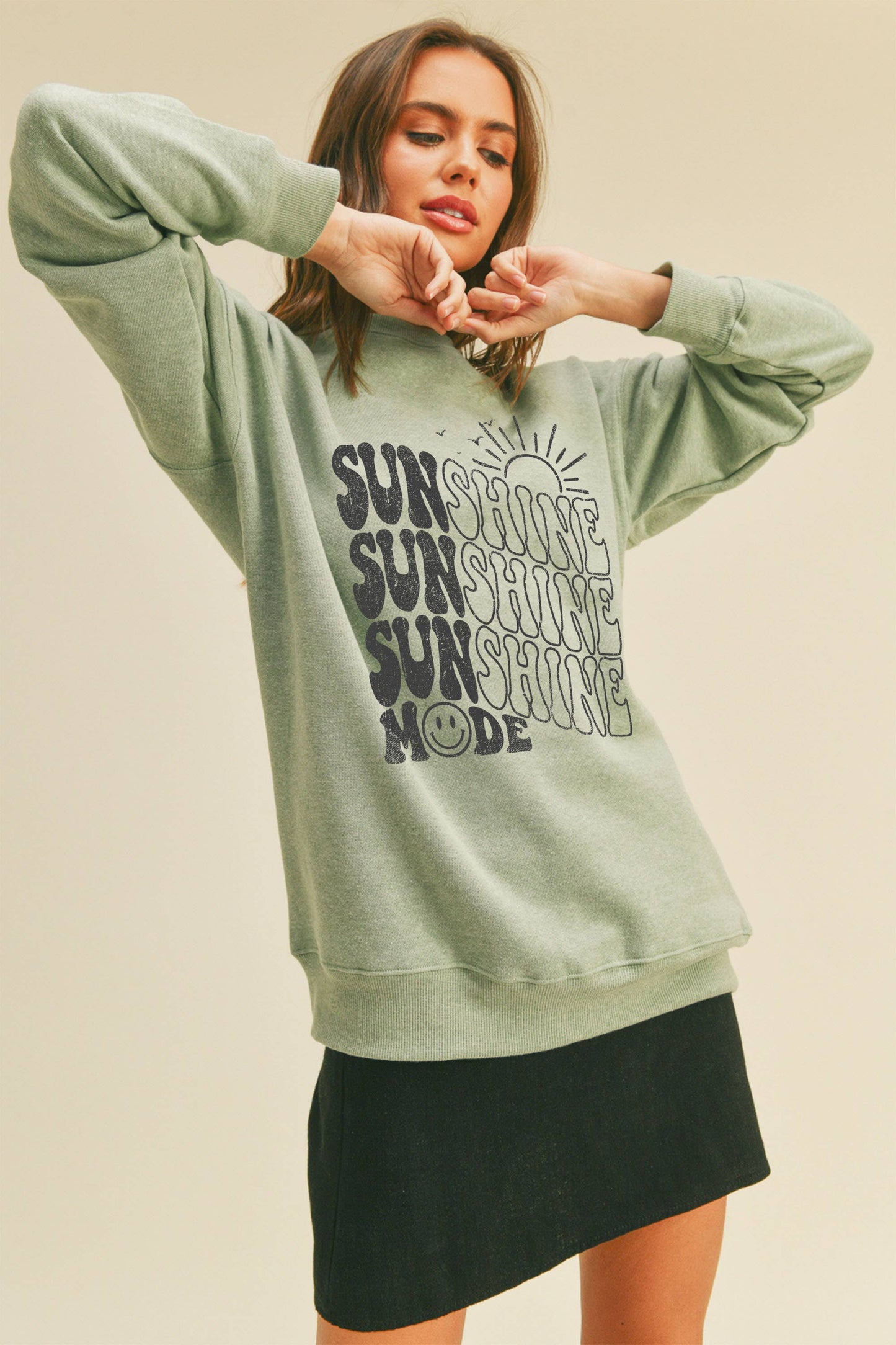 Sunshine Mode Graphic Sweatshirt: LIGHT HEATHER GREY / L