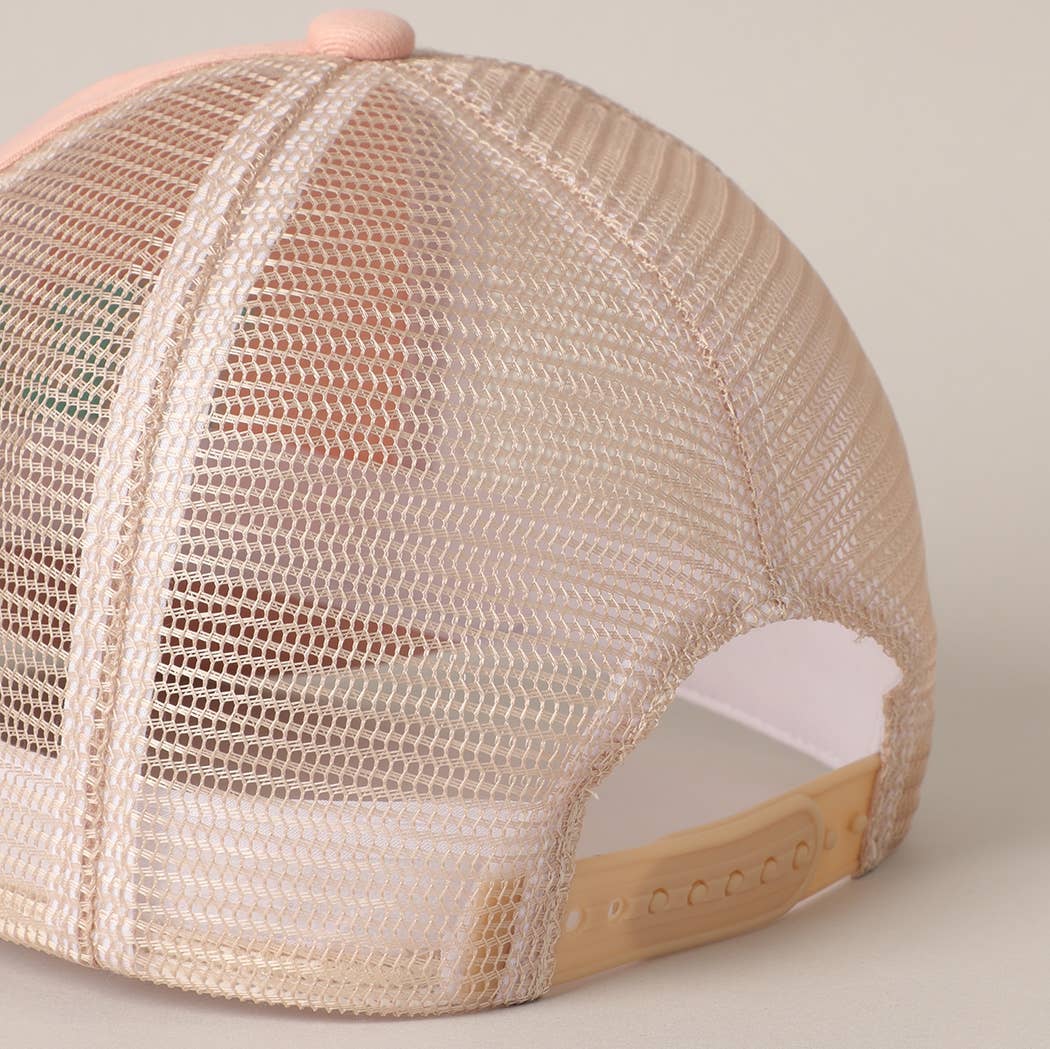 BEACH Chenille Letter Patch Mesh Back Baseball Cap