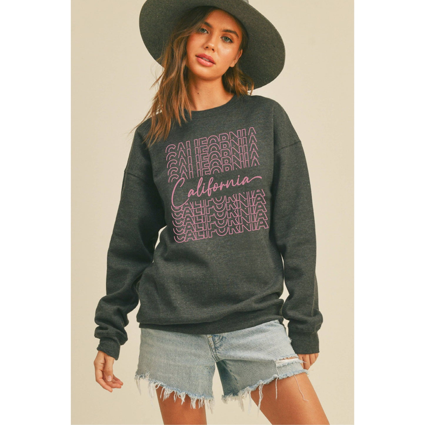California Graphic Sweatshirt: HEATHER DUSTY / M