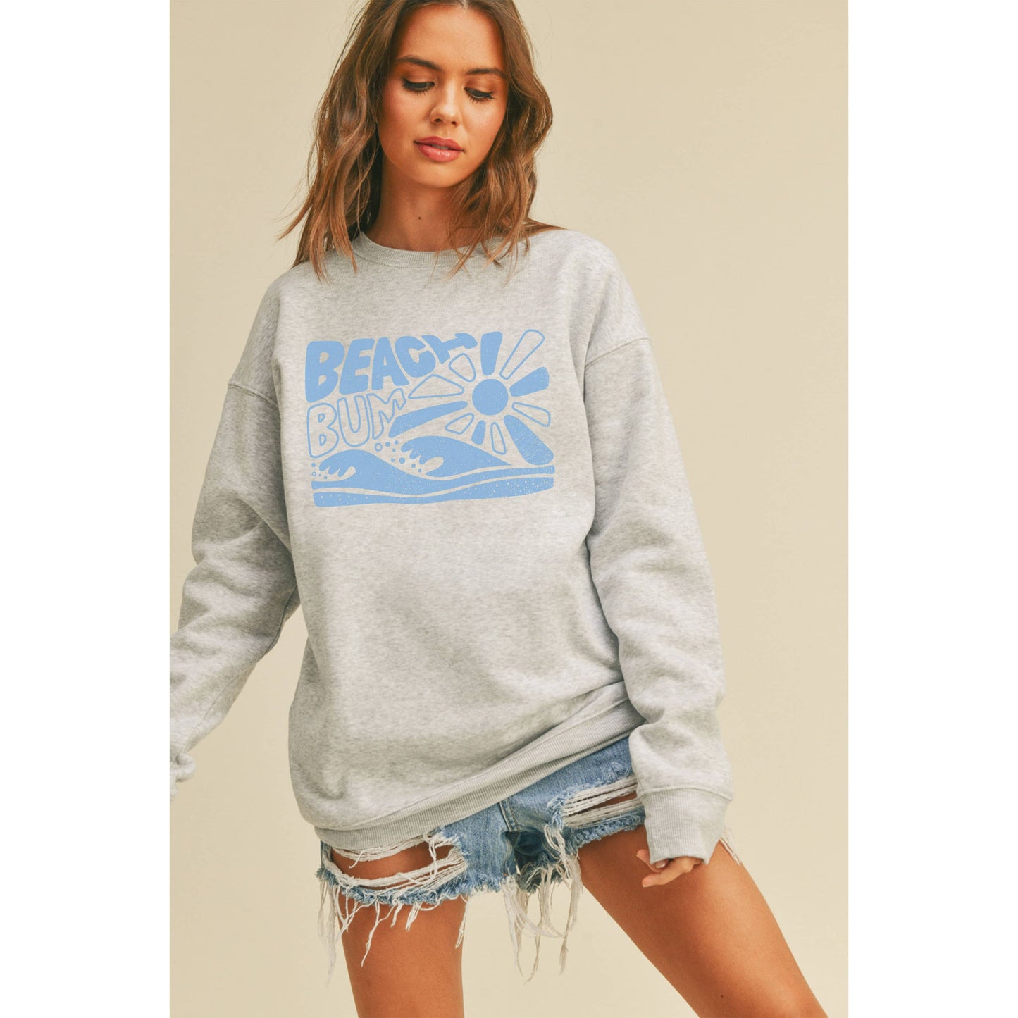 Beach Bum Graphic Sweatshirt: TEA ROSE / M