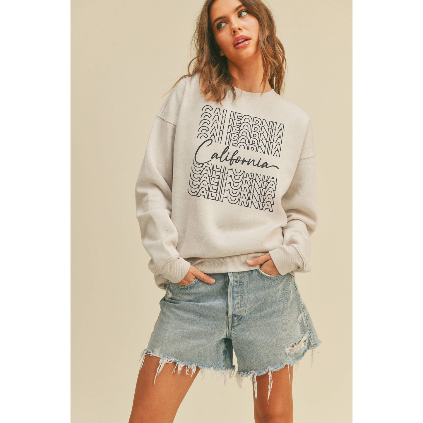 California Graphic Sweatshirt: HEATHER DUSTY / M