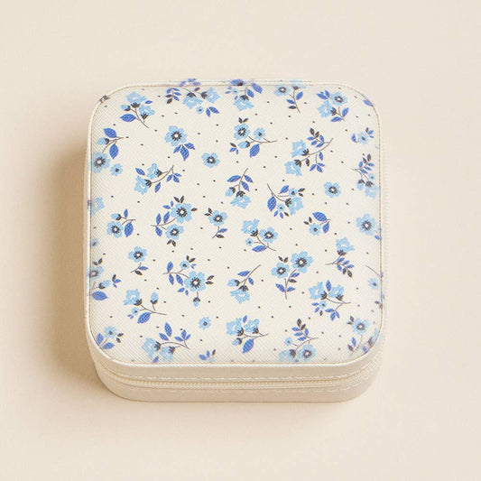 Flower Pattern Portable Square Jewelry Box