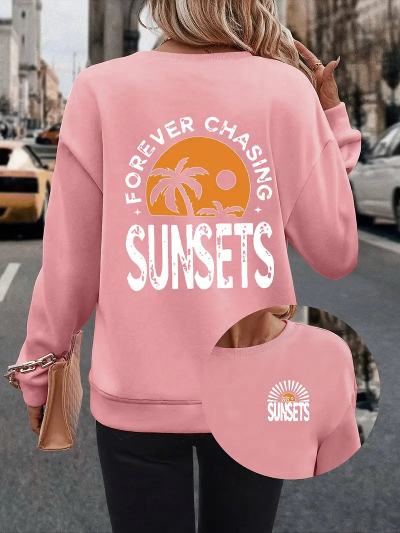 Sunsets Print Pullover Sweatshirt