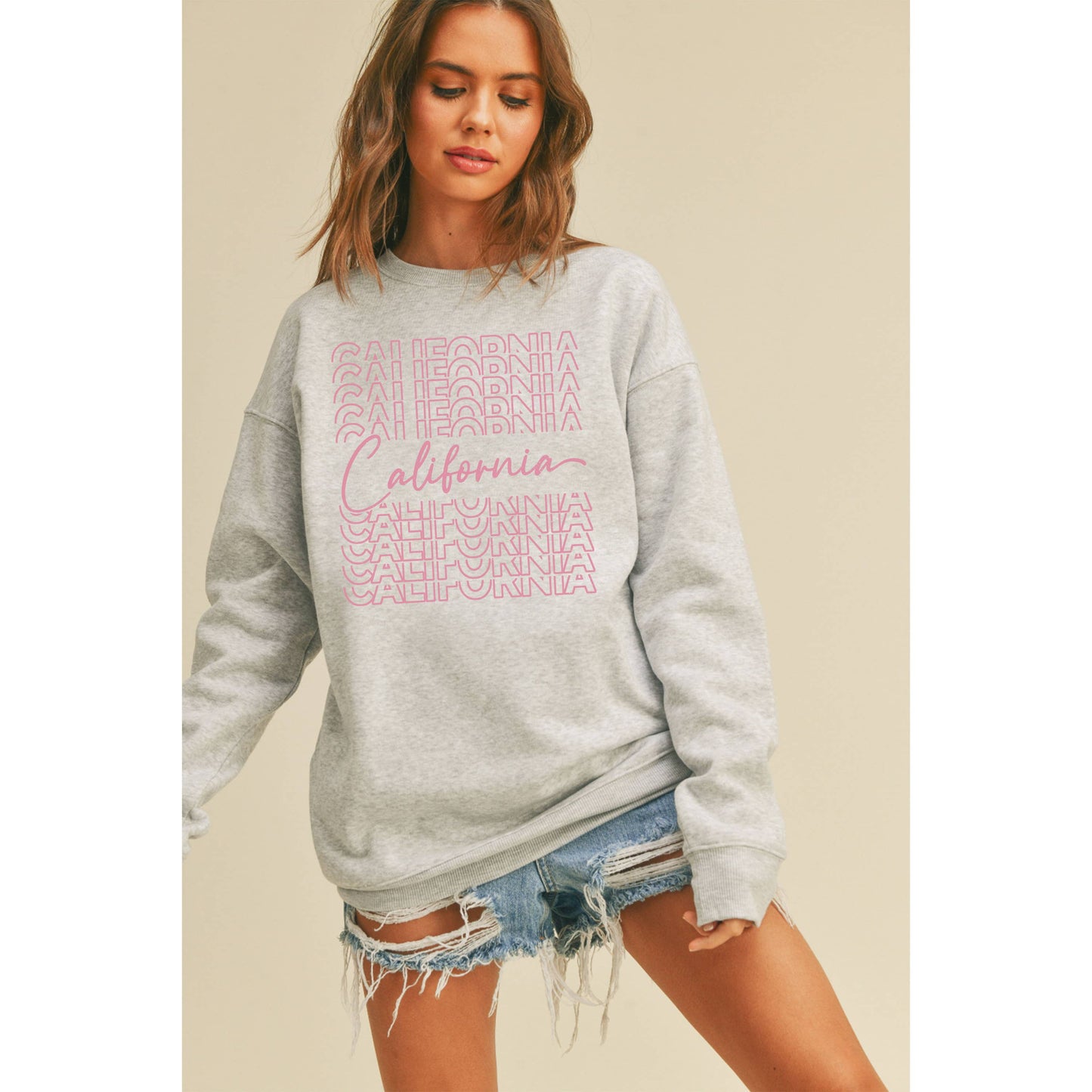 California Graphic Sweatshirt: HEATHER DUSTY / M