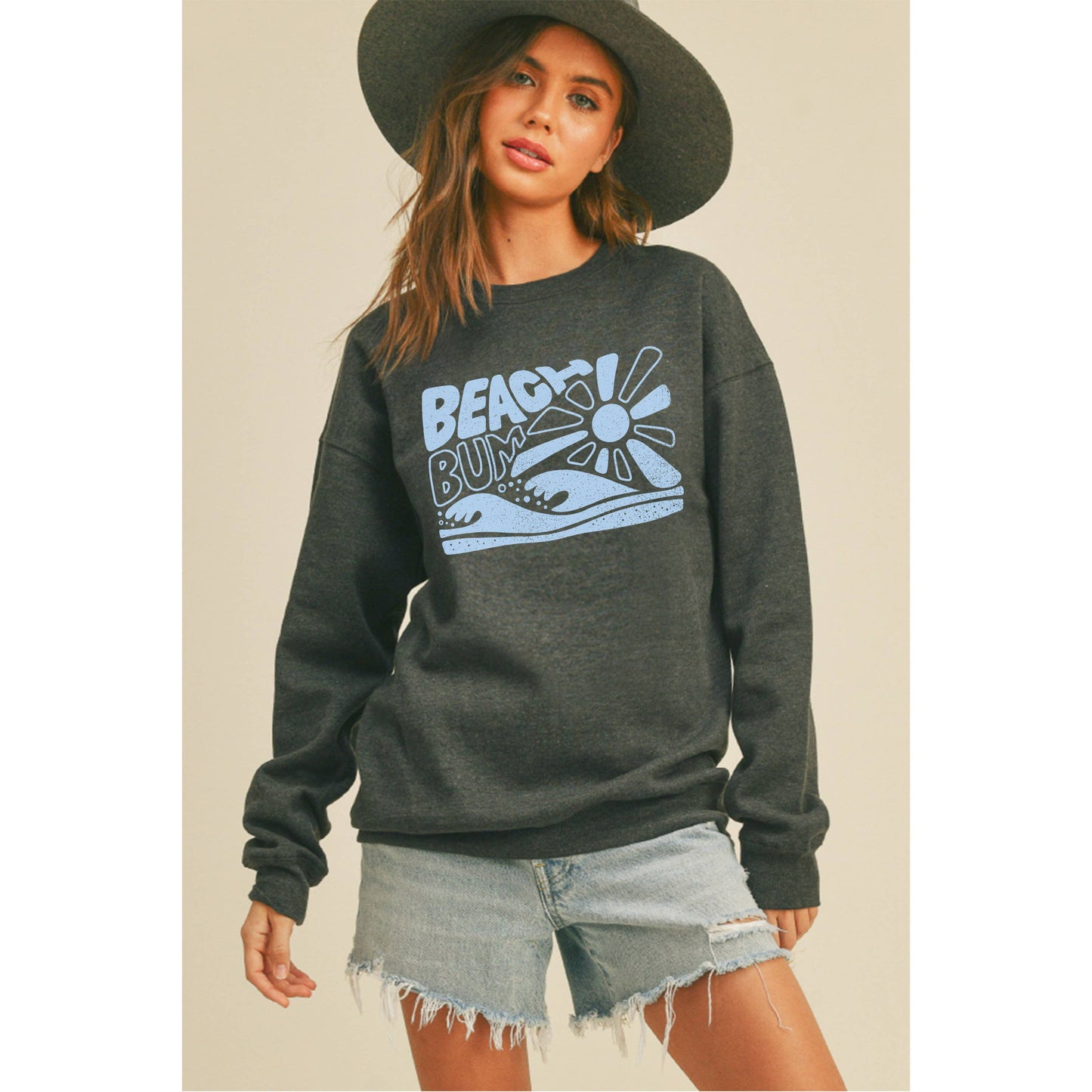 Beach Bum Graphic Sweatshirt: TEA ROSE / M