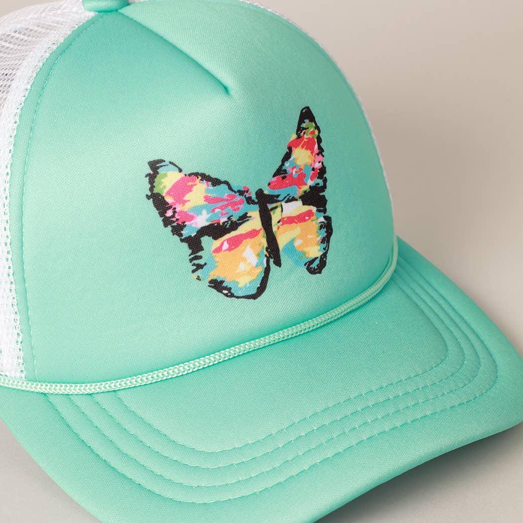 Kid's Hand-Painted Abstract Butterfly Trucker Cap