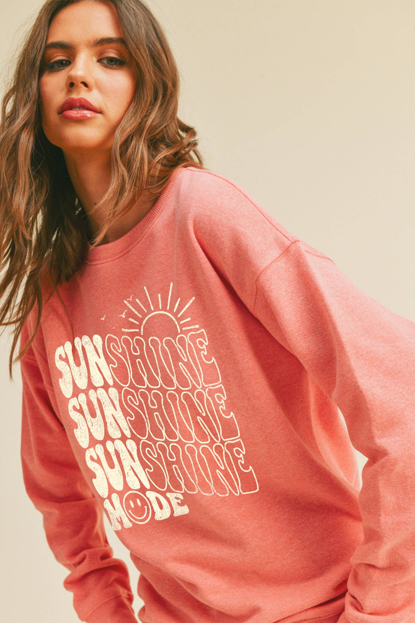 Sunshine Mode Graphic Sweatshirt: LIGHT HEATHER GREY / L