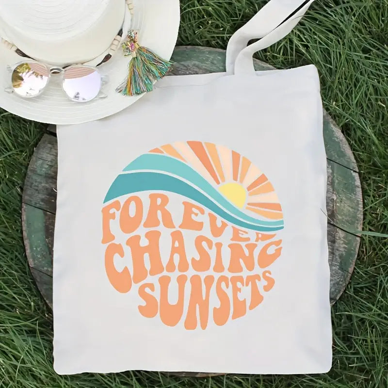 Forever Chasing Sunsets Pattern Tote Bag
