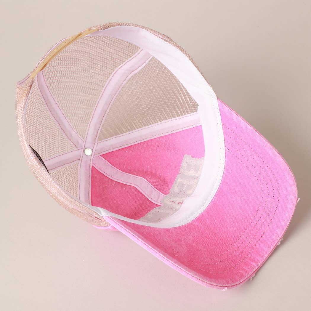 BEACH Chenille Letter Patch Mesh Back Baseball Cap