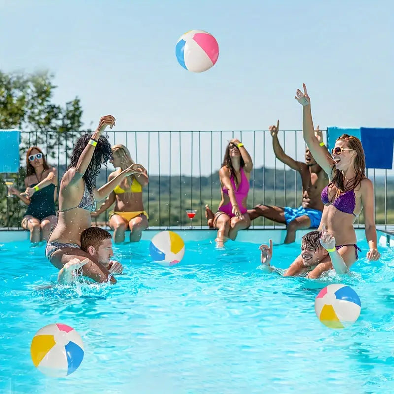 12-Piece Vibrant Inflatable Beach Balls For Youngsters