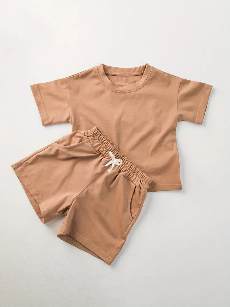 Cayucos Surf Kids Solid Color Short Sleeve Outfit