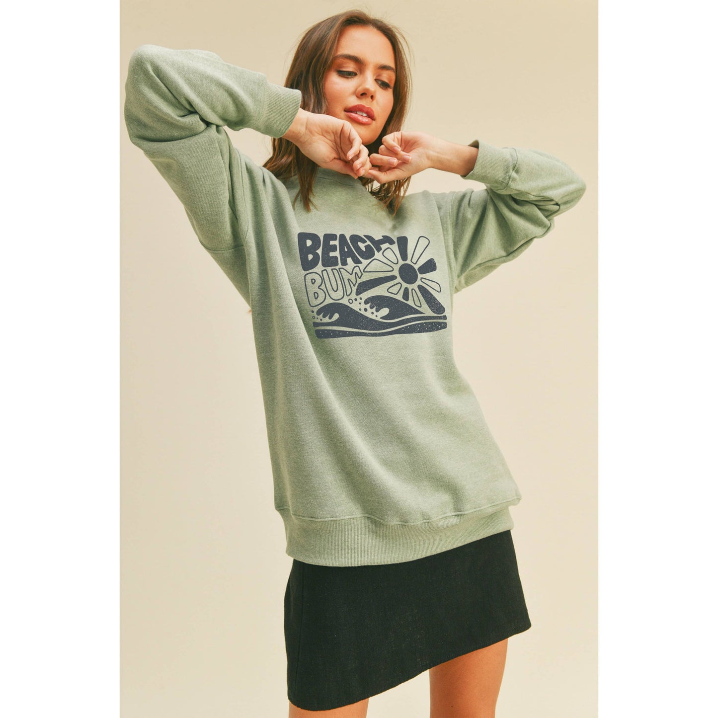Beach Bum Graphic Sweatshirt: TEA ROSE / M