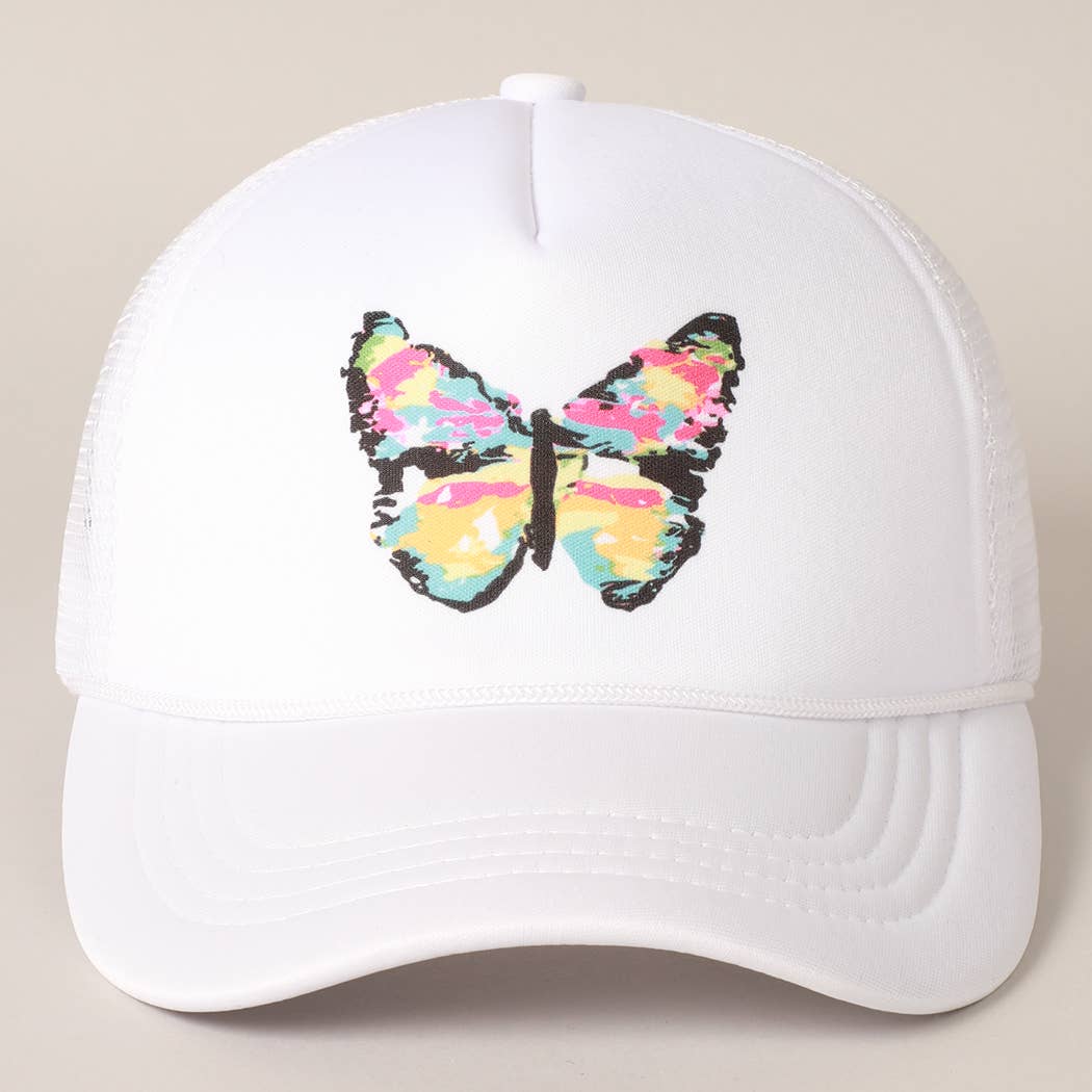 Kid's Hand-Painted Abstract Butterfly Trucker Cap