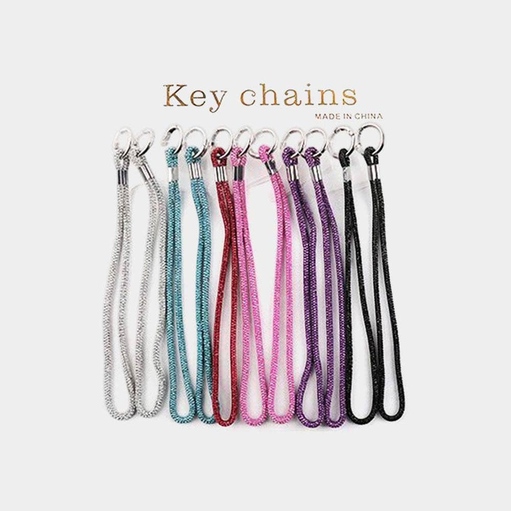 Bling Studded Rope Wristlet Keychains