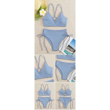 Ladies Solid Color String Tie Bikini Bottom