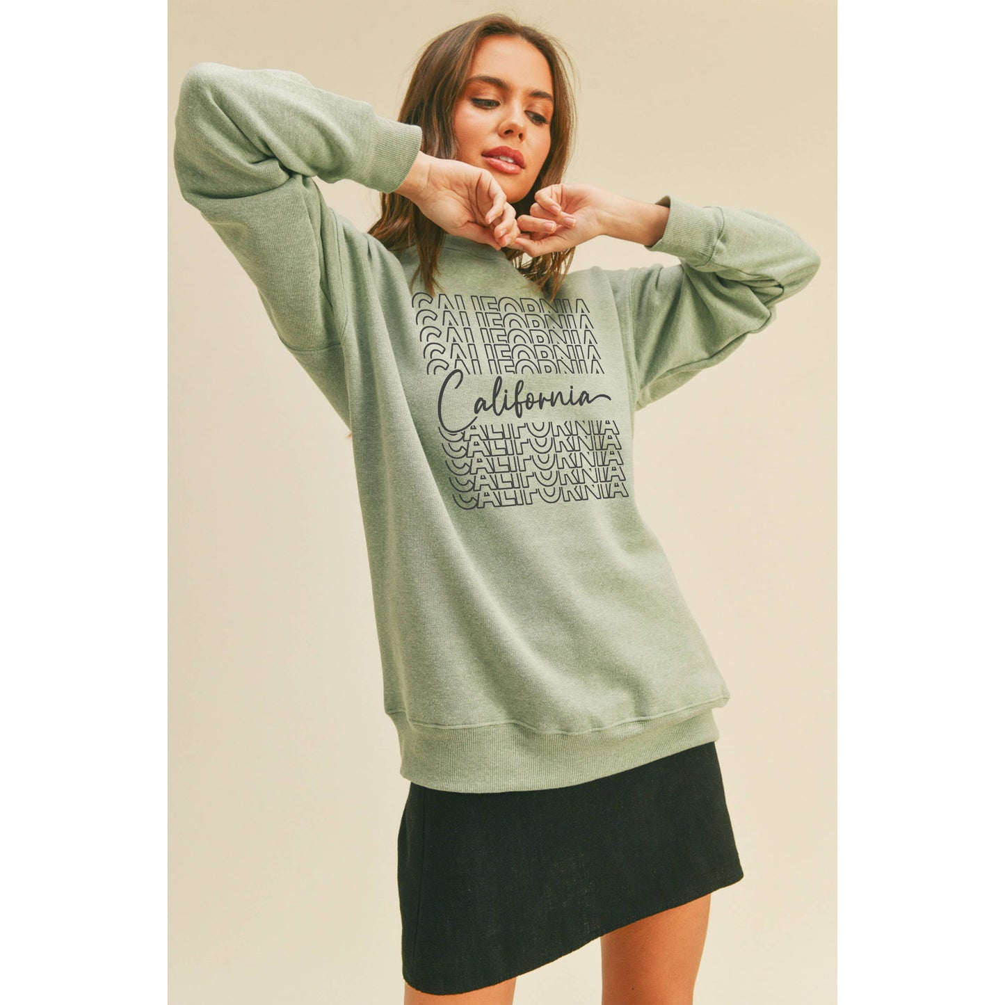 California Graphic Sweatshirt: HEATHER DUSTY / S