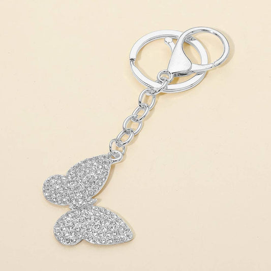 Rhinestone Pave Butterfly Drop Bag Charm Keychains