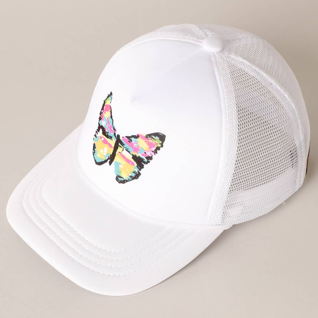 Kid's Hand-Painted Abstract Butterfly Trucker Cap