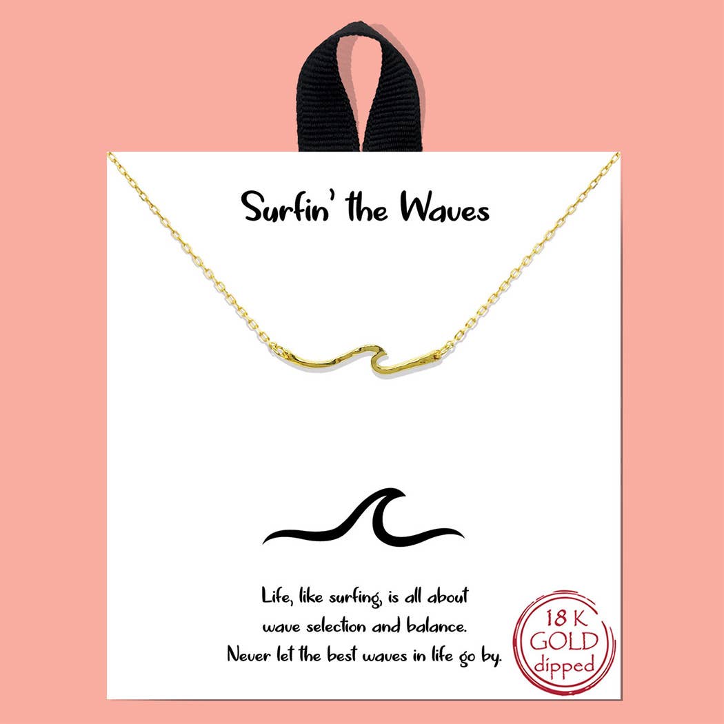 Gold-Dipped Wave Charm Necklace
