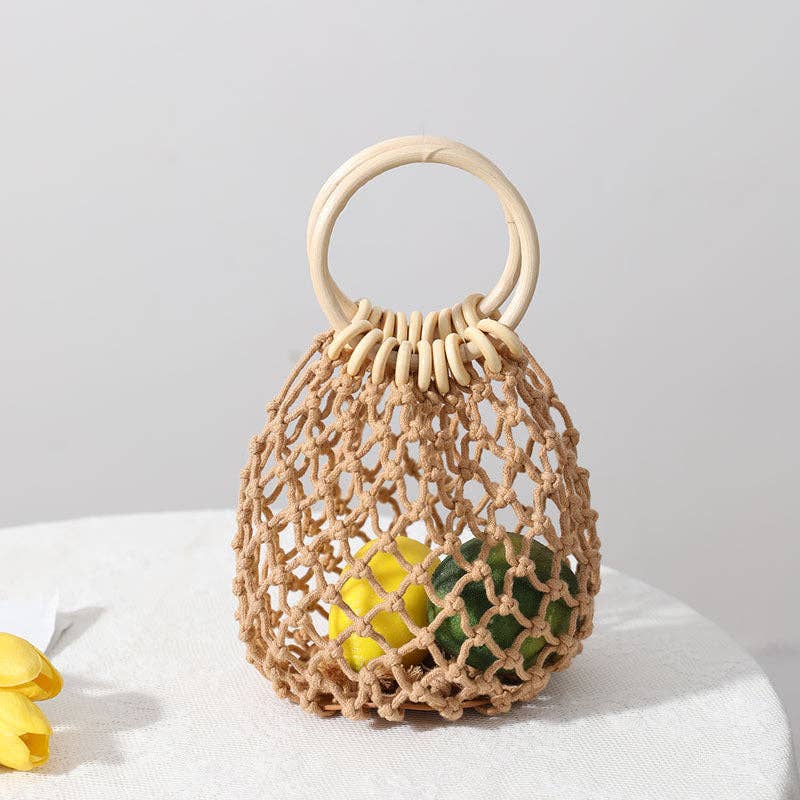 Casual Holow Out Round Handle Beach Handbag MK2BLCR6W10BBG384