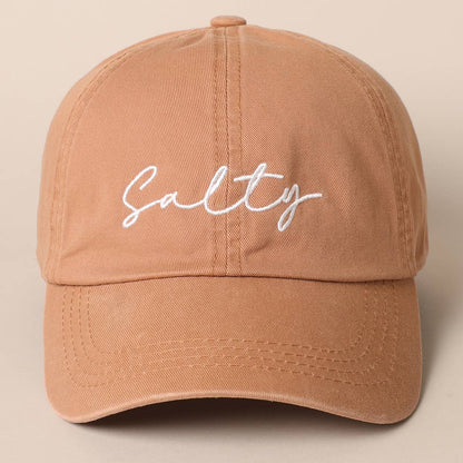 Salty Lettering Embroidery Baseball Cap: One Size / SAGE
