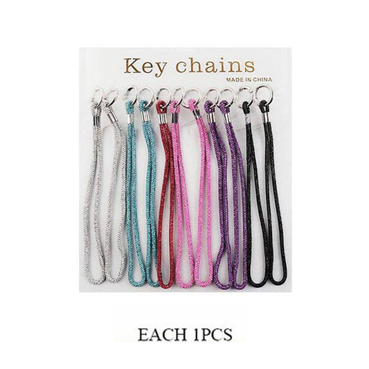 Bling Studded Rope Wristlet Keychains