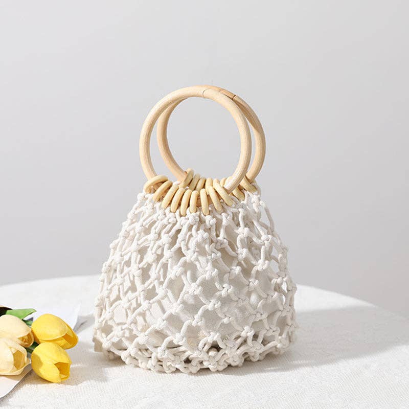 Casual Holow Out Round Handle Beach Handbag MK2BLCR6W10BBG384