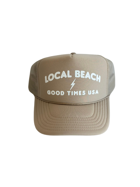 Good Times USA Trucker Hat: Khaki