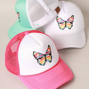 Kid's Hand-Painted Abstract Butterfly Trucker Cap