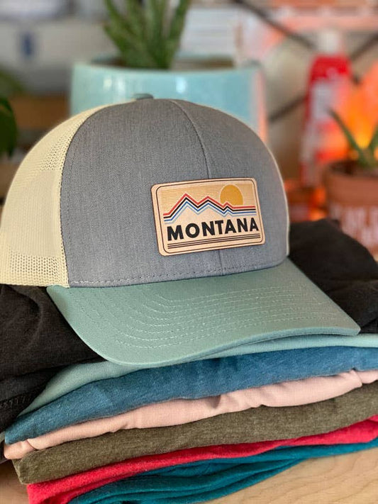 CUSTOM Sunset - Leather Patch Hat - CUSTOMIZABLE: Rust/Khaki