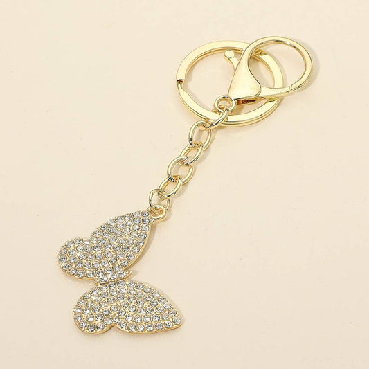 Rhinestone Pave Butterfly Drop Bag Charm Keychains