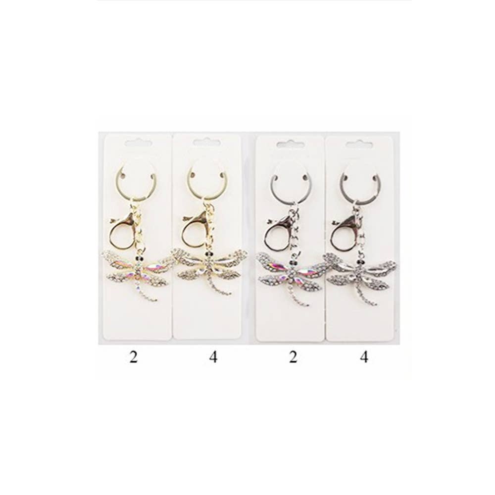Rhinestone Paved Dragonfly Keychains
