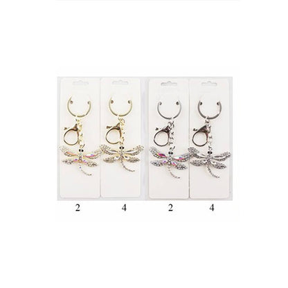 Rhinestone Paved Dragonfly Keychains