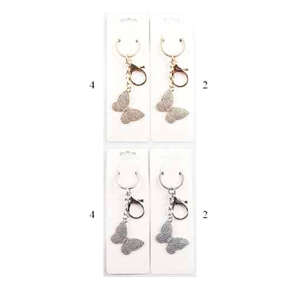 Rhinestone Pave Butterfly Drop Bag Charm Keychains