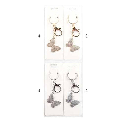 Rhinestone Pave Butterfly Drop Bag Charm Keychains