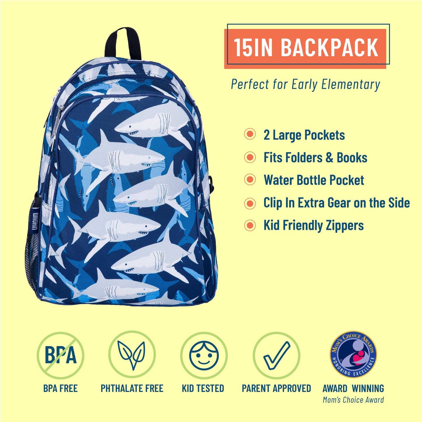 Sharks Backpack - 15 Inch