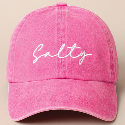 Salty Lettering Embroidery Baseball Cap: One Size / SAGE
