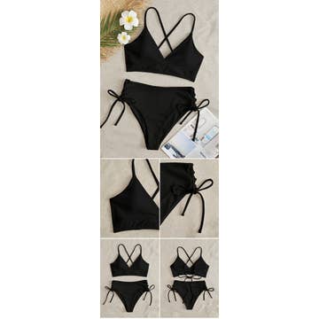Ladies Solid Color String Tie Bikini Bottom