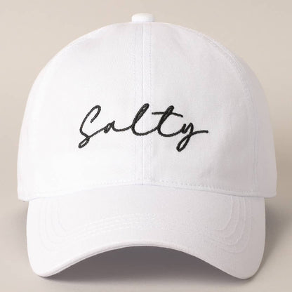 Salty Lettering Embroidery Baseball Cap: One Size / DENIM BLUE