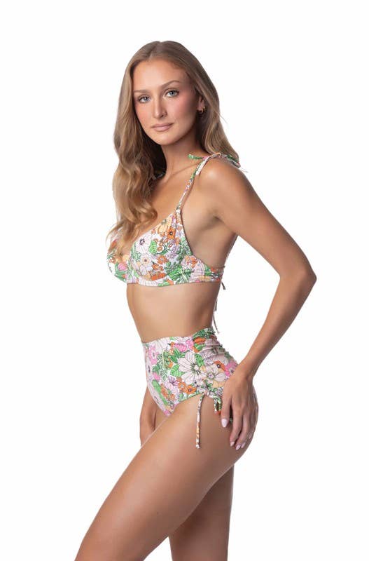Floral Underwire High Waist Bikini Set