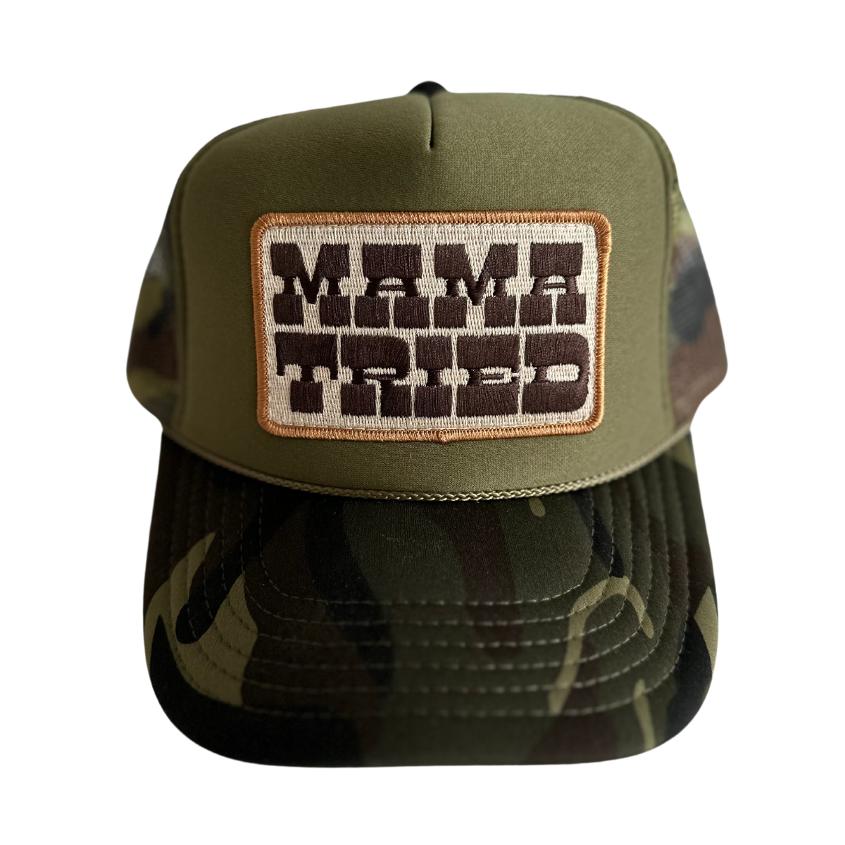 Mama Tried Patch Trucker Hat: Camo Split