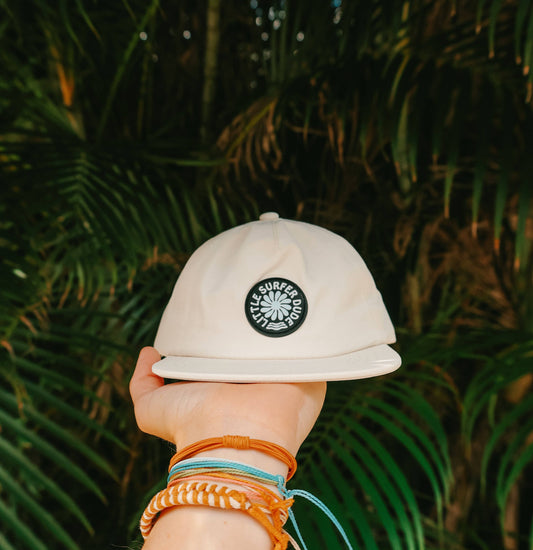 White Little Surfer Dude Nylon Snapback