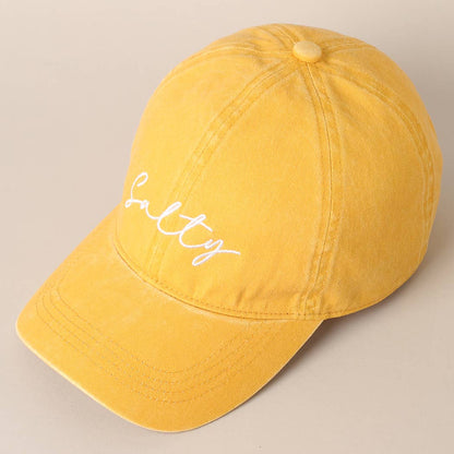 Salty Lettering Embroidery Baseball Cap: One Size / SAGE