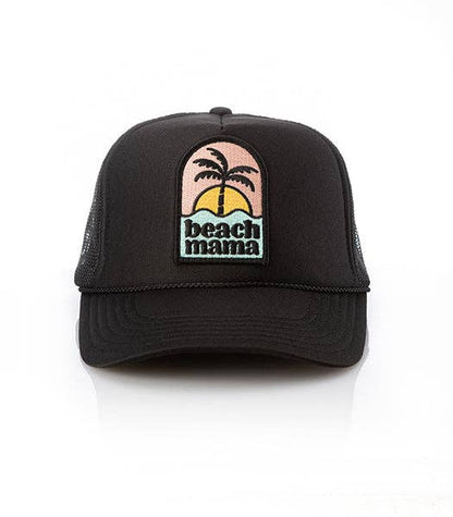 Beach Mama Patch Trucker Hat: Khaki