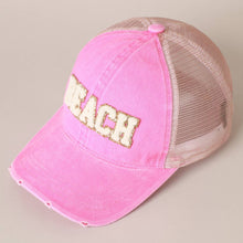 Load image into Gallery viewer, BEACH Chenille Letter Patch Mesh Back Baseball Cap