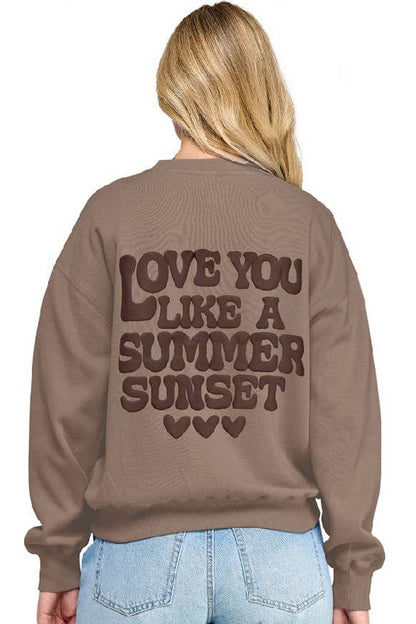 Basic Crew Neck Sweatshirt With Love Puff Print