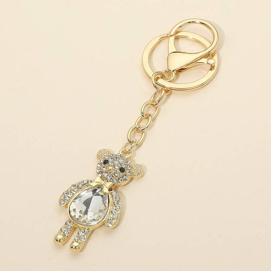 Rhinestone Teddy Bear Drop Bag Charm Keychains